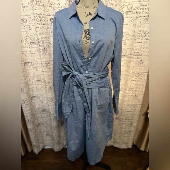Who What Wear Belted Chambray Shirt Dress 100 % cotton Blue XL - Picture 2 of 6